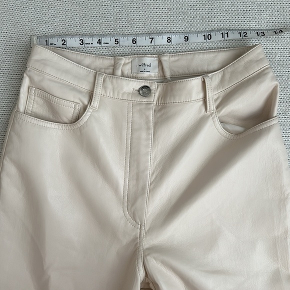 Aritzia Wilfred Cream Leather Straight Leg Pants Size 8 - Picture 3 of 8